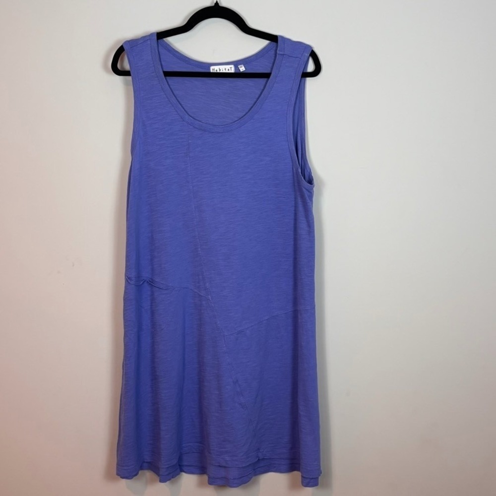 Habitat Womens Blue Swing Shift Dress Size Large 100% Cotton Boho Lagenlook Art